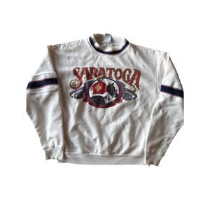 Vintage ‘94 Saratoga Race Track USA Made Bay Bridge L White Crewneck